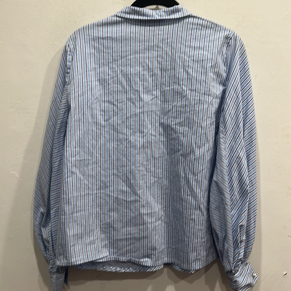 Munthe Jetset Striped Puff Sleeve Blouse Cotton Blend Popover size 6 classic - Picture 8 of 10
